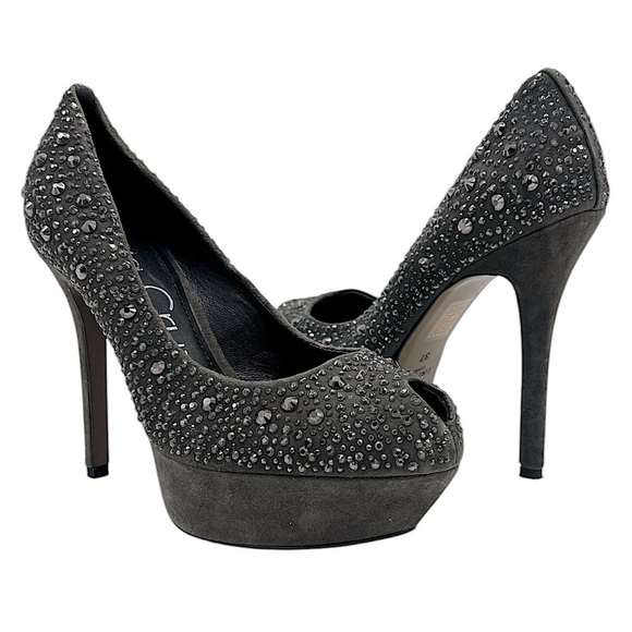 Lola Cruz bling gray heels size 7 euro size 37 - Picture 1 of 8